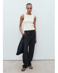 Mango - Embroidered Top With Openwork Details - Lyst