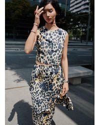 Mango - Leopard-Print Buttoned Crop Top - Lyst