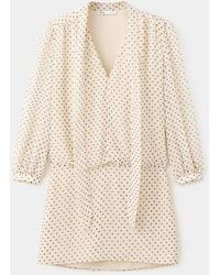 Mango - Polka Dot Dress With Foulard Detail - Lyst