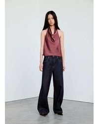 Mango - Draped Neck Satin Top - Lyst