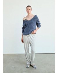 Mango - Oversized V-Neck Sweater - Lyst