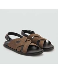 Mango - Suede Leather Sandals With Crossed Straps - Lyst