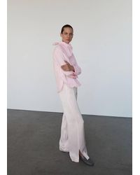 Mango - Satin Trousers With Side Openings - Lyst