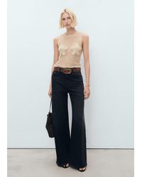 Mango - Floral-Embroidered Crochet Top - Lyst
