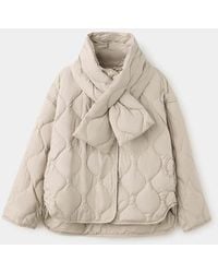 Mango - Quilted Anorak With Detachable Scarf - Lyst