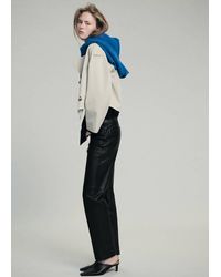 Mango - Straight-Fit Leather Trousers - Lyst