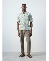 Mango - Printed Cotton Shirt With A Bowling Collar - Lyst