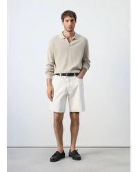 Mango - Straight-Fit Denim Bermuda Shorts - Lyst