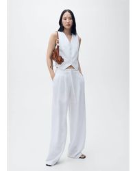 Mango - Lyocell Suit Trousers With Bow Belt - Lyst