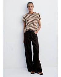 Mango - Striped Cotton T-Shirt - Lyst