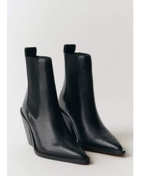 Mango - Leather Pointed Cowboy Ankle Boots - Lyst