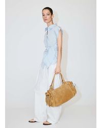 Mango - Lyocell Striped Blouse With Bow Detail - Lyst