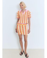 Mango - Two-Tone Striped Crochet Skirt - Lyst