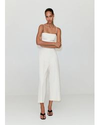 Mango - Rückenfreier Jumpsuit Mit Gekreuztem Rücken Aus Leinenmischung - Lyst