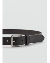 Mango - Leather Belt With Square Buckle - Lyst