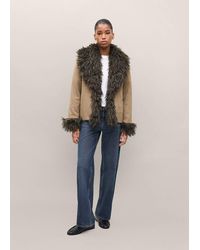 MANGO TEEN - Suede-Effect Coat With Fur-Like Finish - Lyst