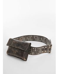 Mango - Studded Leather Money Belt - Lyst