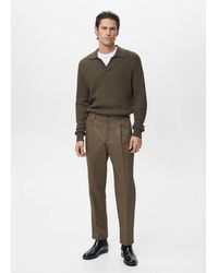 Mango - Regular Fit Pleated Cotton Trousers - Lyst