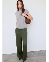 Mango - Textured Flowy Trousers - Lyst