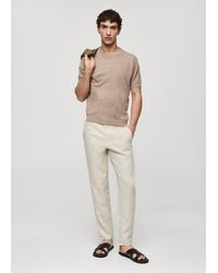 Mango - Structured Cotton Knit T-shirt - Lyst