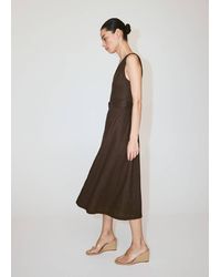 Mango - Linen Midi-Dress With Belt - Lyst