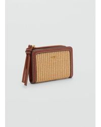 Mango - Raffia-Effect Wallet With Flap - Lyst