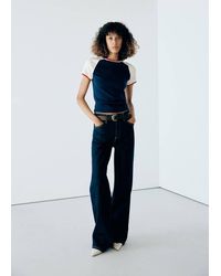 Mango - Fitted Contrast T-Shirt - Lyst