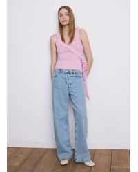 Mango - Ruffle Knit Top - Lyst