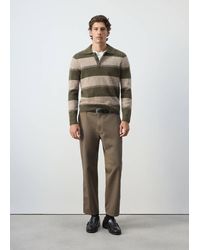 Mango - Striped Alpaca Wool Blend Polo Jumper - Lyst
