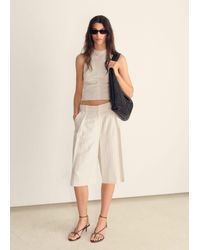 Mango - Striped Linen-Blend Bermuda Shorts - Lyst
