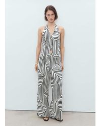 Mango - Geometric-Print Linen Vest Ecru - Lyst