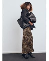 Mango - Leopard-Print Satin Skirt - Lyst