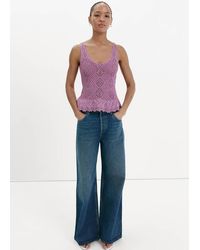 Mango - Scalloped Frill Lurex Crochet Top - Lyst