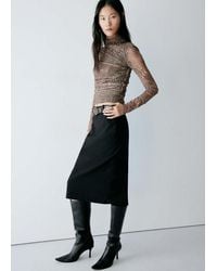 Mango - Animal Print Ruched T-Shirt - Lyst