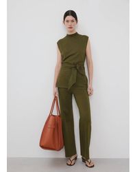 Mango - Fine-Knit Straight-Fit Trousers Khaki - Lyst
