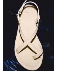 Mango - Cross-Strap Leather Sandals - Lyst