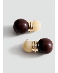 Mango - Orecchini Sfere Combinati Marrone - Lyst