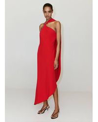 Mango - Asymmetrical Dress With Scarf - Lyst