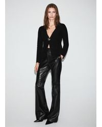 Mango - Knitted Cardigan With Jewel Button - Lyst