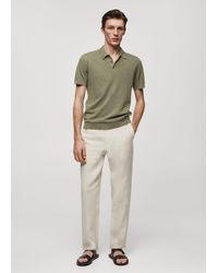 Mango - Short-sleeve Knitted Polo Shirt Forest - Lyst