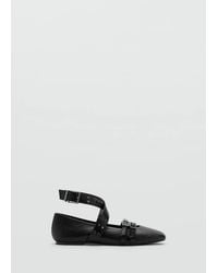 MANGO TEEN - Leather Ballet Flats With Eyelet Straps - Lyst
