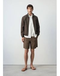 Mango - Giacca Dritta Cotone Lyocell Marrone - Lyst