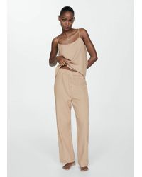Mango - Cotton Gauze Pyjama Trousers Medium - Lyst