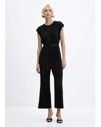 Mango - Pleated Jumpsuit With Bow - Lyst