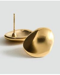 Mango - Round Embossed Stainless Steel Earrings - Lyst