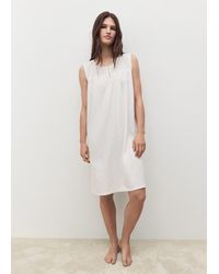 Mango - Cotton Nightdress With Embroidered Detail - Lyst