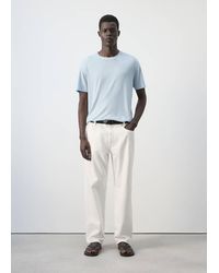 Mango - Linen Blend Slim Fit T-Shirt - Lyst