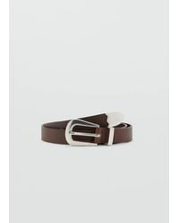 Mango - Leather Belt With Metal Detail - Lyst