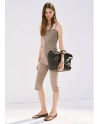 Mango - Pantaloni Capri Quadri Vichy Marrone - Lyst