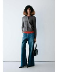 Mango - Knitted Cardigan With Metallic Buttons - Lyst